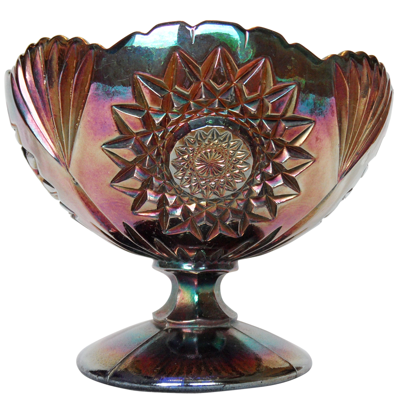 Brockwitz Germany Charlotte Blue Compote Carnival Glass Showcase