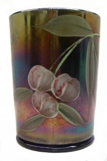 Fenton/Northwood Enameled Cherries Tumbler ~ Rare Collar Base Version