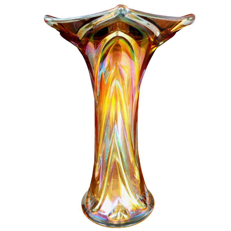 Imperial Gothic Arches Marigold Vase Carnival Glass Showcase