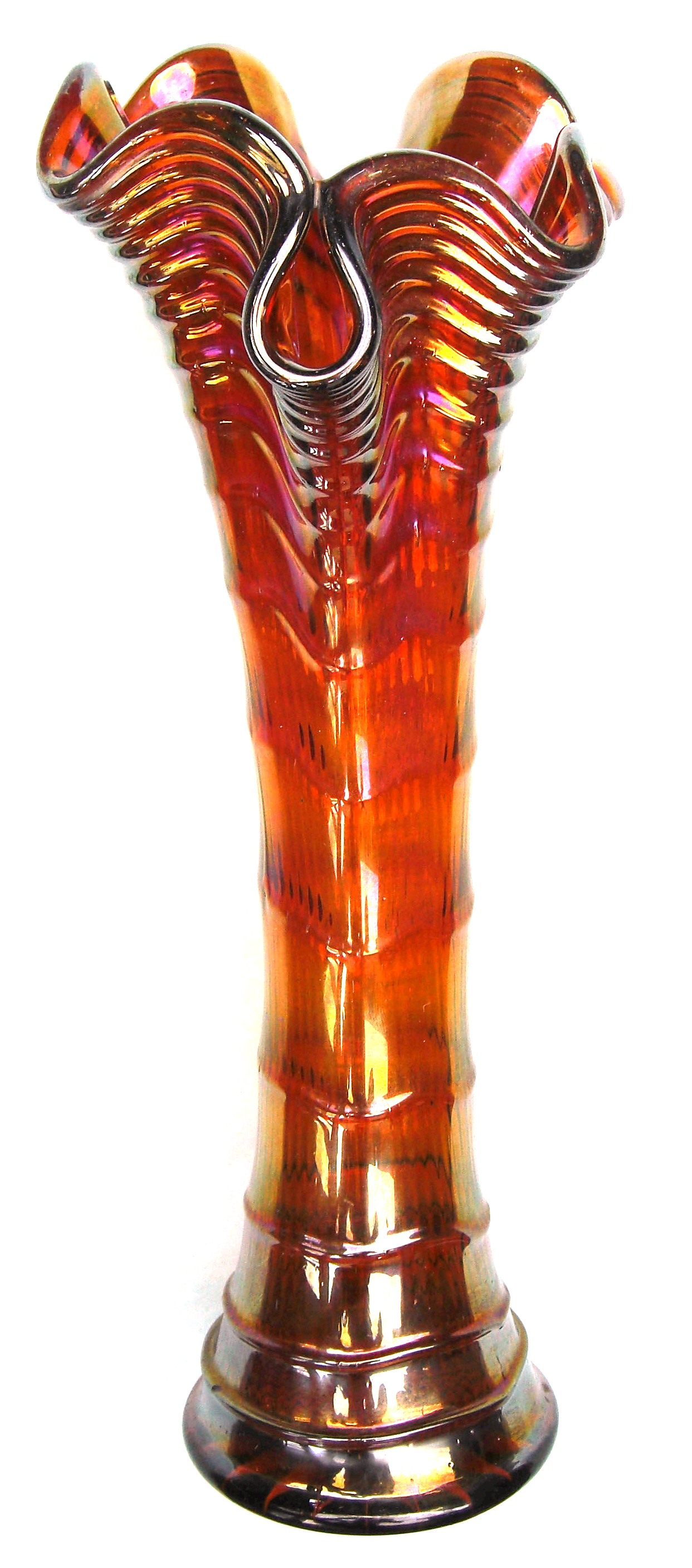 Imperial Ripple Amber Vase With Pour Spout Carnival Glass Showcase