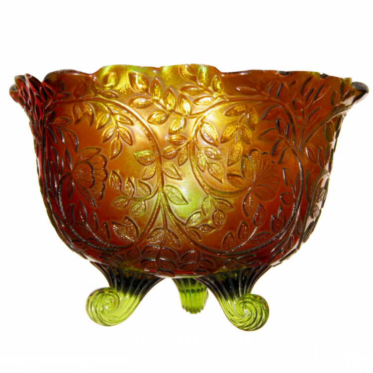 Westmoreland Louisa Green Nut Bowl Carnival Glass Showcase