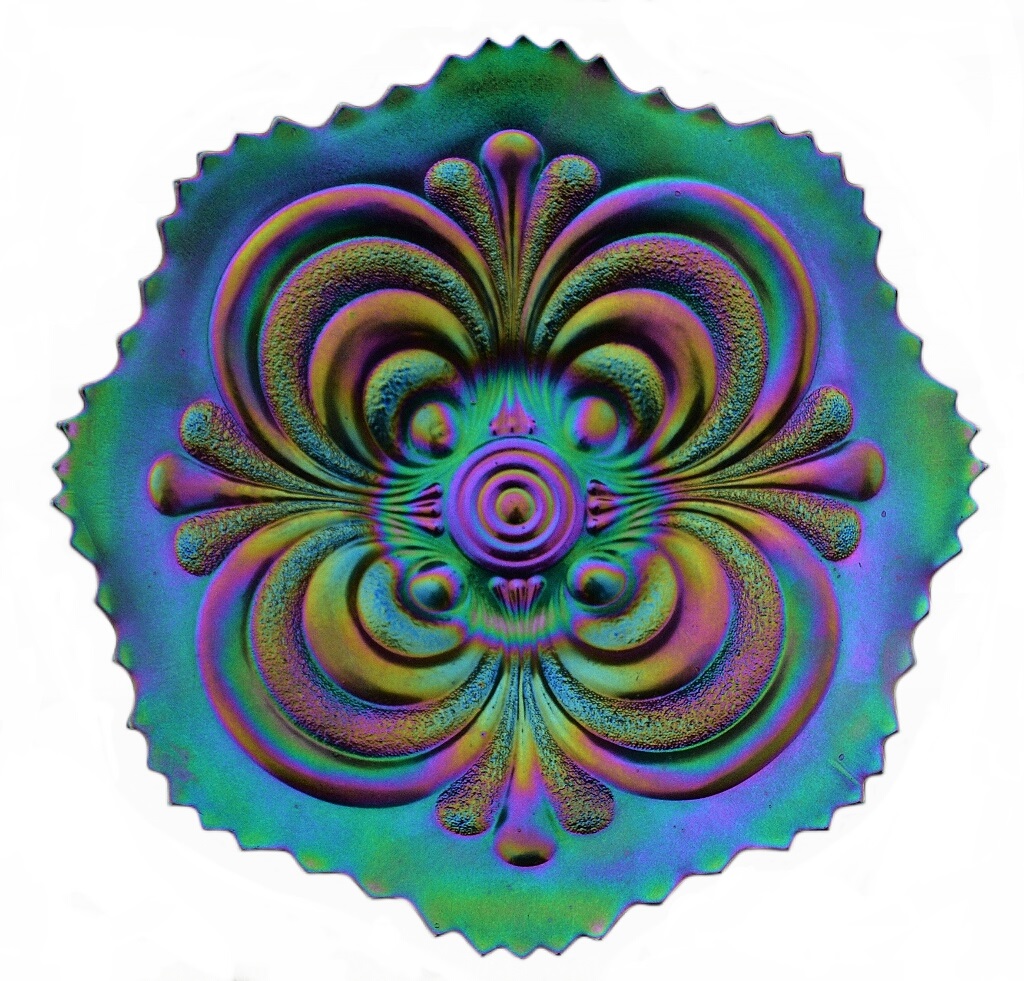 Imperial Scroll Embossed Purple Plate Carnival Glass Showcase