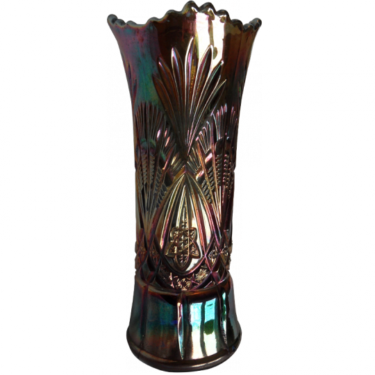 EDA VASE Rare Eda \"FLORAL SUNBURST\" carnival glass - Blue 8 Inch Vase Concaved  Excellent | eBay