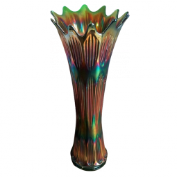 Fenton Diamond & Rib Green Funeral Vase