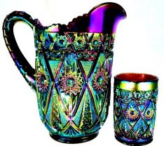 Imperial Diamond Lace Purple Pitcher & Tumbler