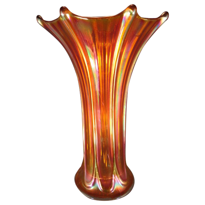 Imperial Morning Glory Marigold Funeral Vase Carnival Glass Showcase