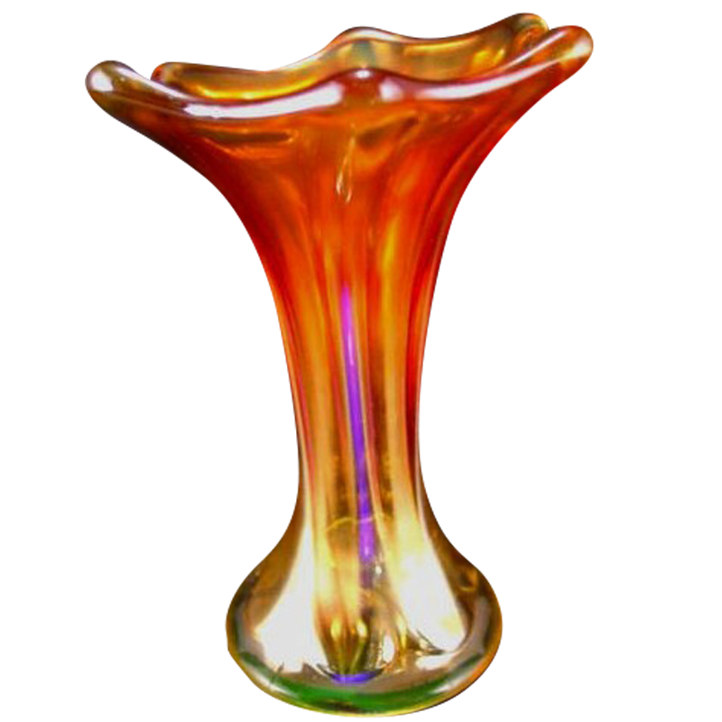 Imperial Morning Glory Vaseline Miniature Vase Carnival Glass Showcase