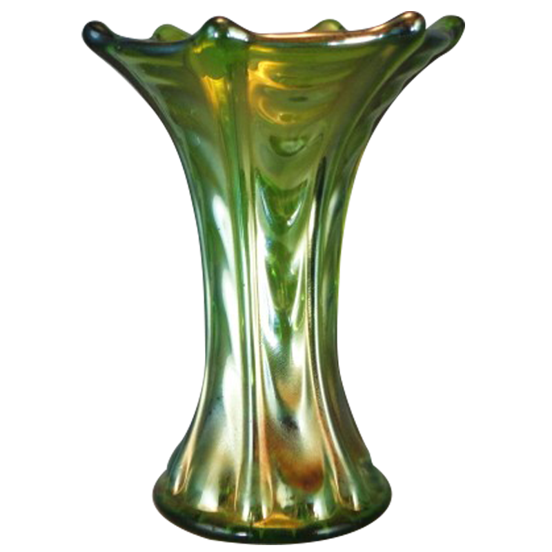 Download Imperial Thin Rib & Drape Green Vase: Carnival Glass Showcase Yellowimages Mockups