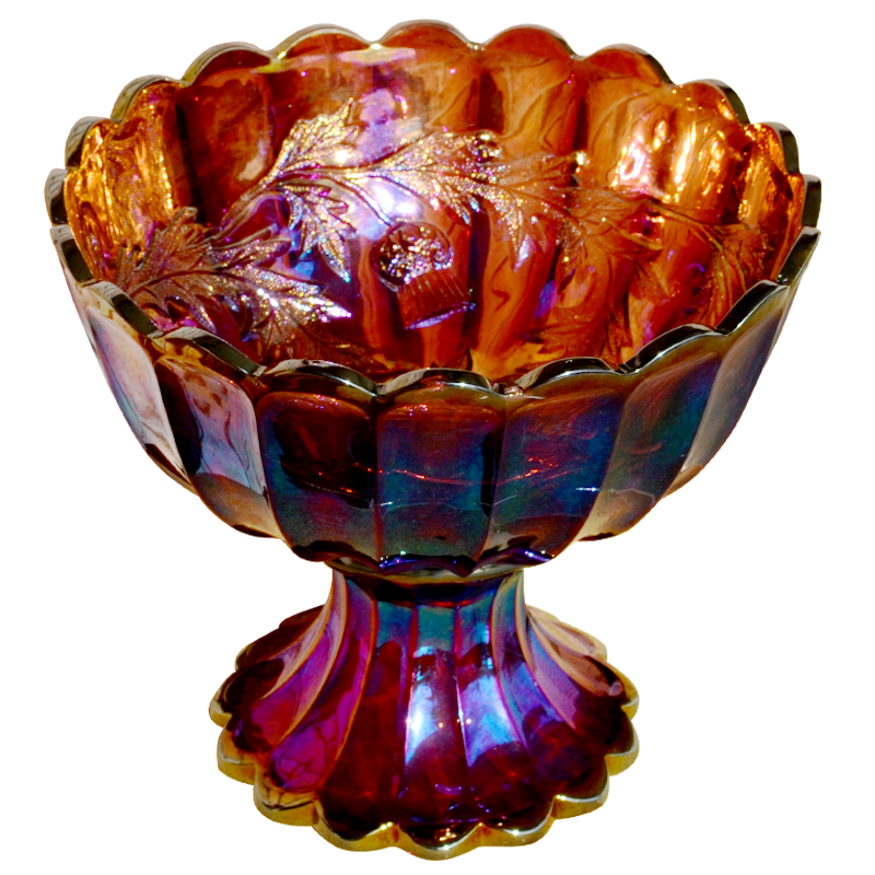 Millersburg Big Thistle Amethyst Punch Bowl Straight Up Carnival Glass