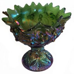 Northwood Acorn Burrs Emerald Green Punch Bowl Set