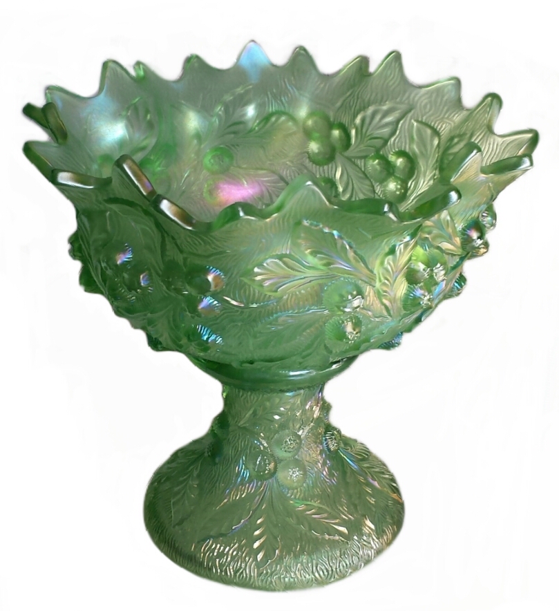 Northwood Acorn Burrs Ice Green Punch Bowl Set Carnival Glass Showcase