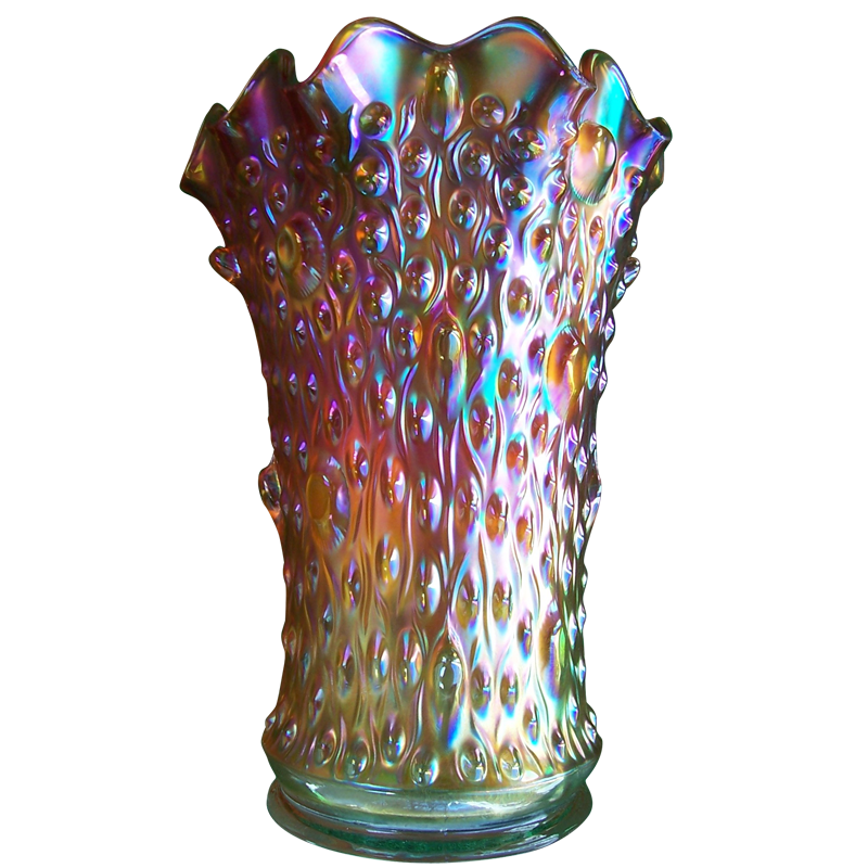 Northwood Tree Trunk Marigold Elephant's Foot Vase Carnival Glass Showcase