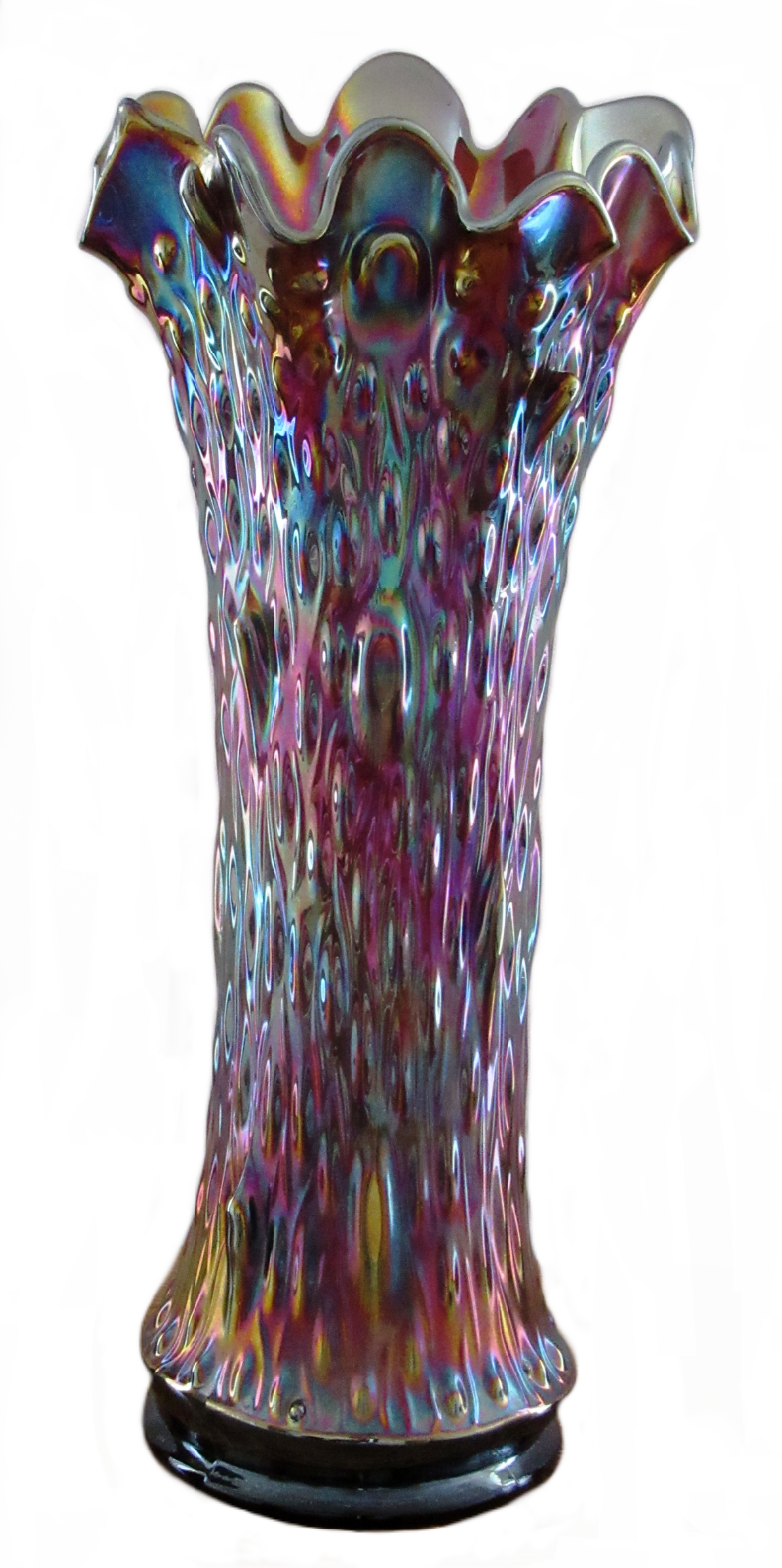 Northwood Tree Trunk Purple Funeral Vase Carnival Glass Showcase