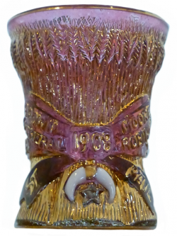 U.S. Glass 1908 Shriners Syria Wheat Sheaf Amethyst Ruby Flash & Gold Gilt Toothpick Holder